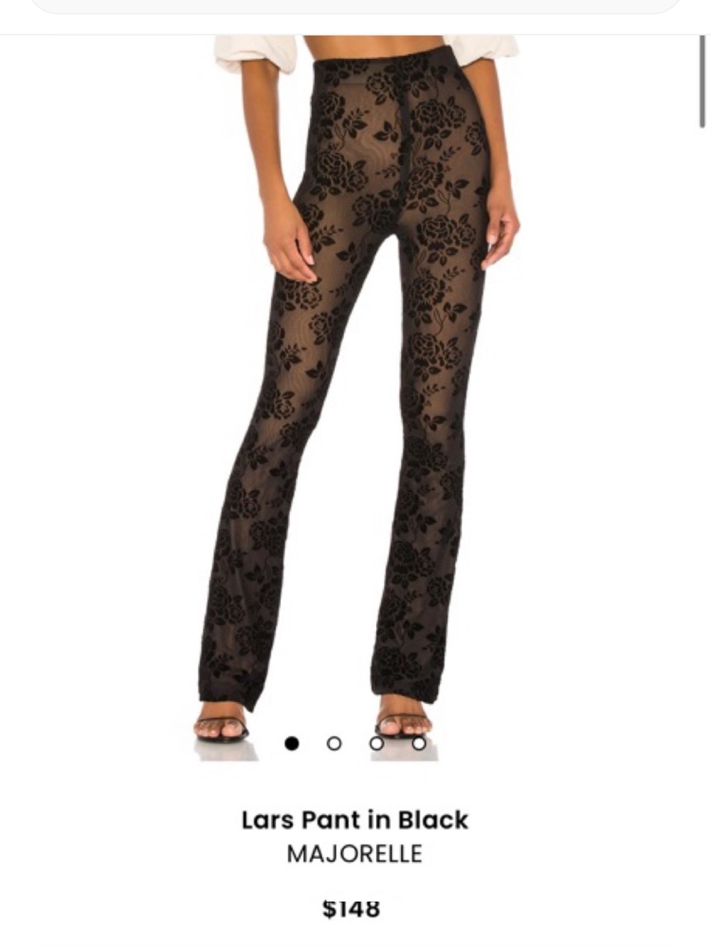MAJORELLE Black Flocked Floral Sheer Bootcut Pants